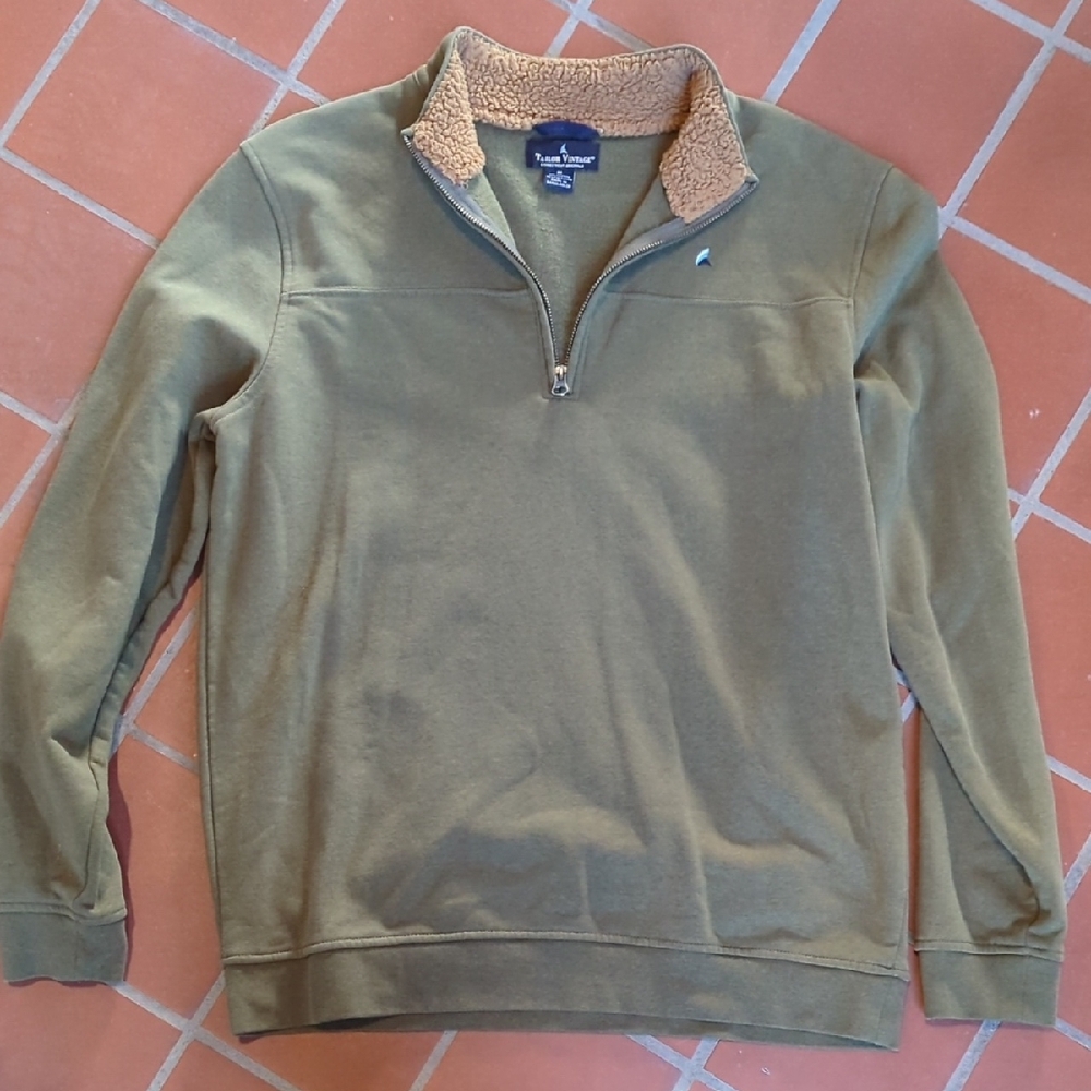 Tailor Vintage Men's Olive Quarter-Zip Sweater